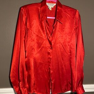 K.B. Lawrence Red Satin Button-Up Shirt